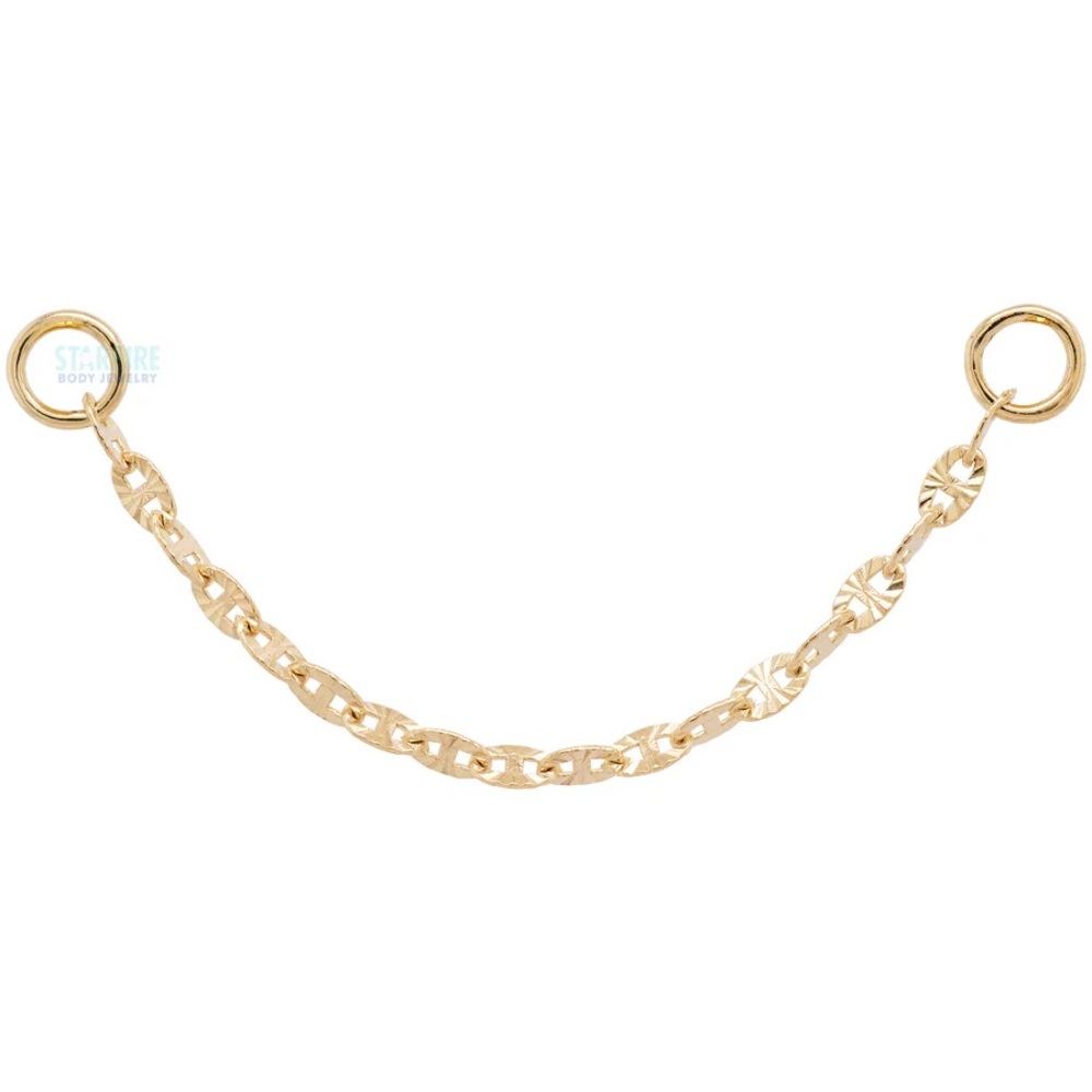 Yellow gold starburst chain 30mm piercing jewelry